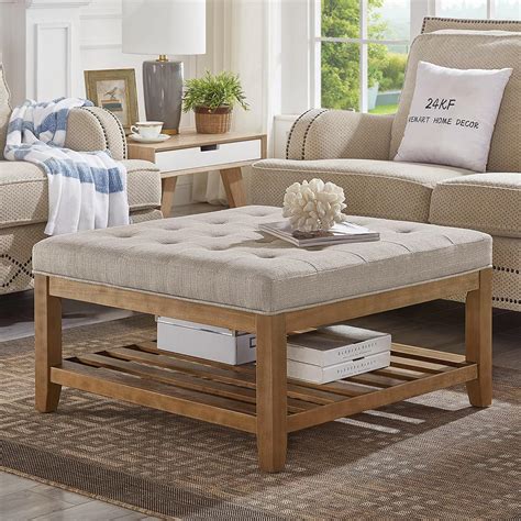 Square Upholstered Ottoman Coffee Table