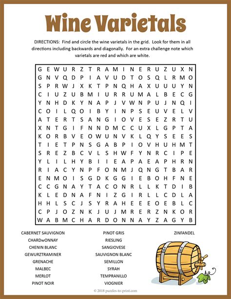 Wine Word Search Puzzle