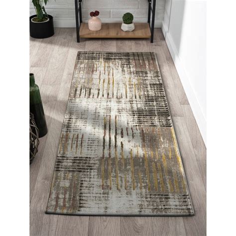Buy OBSESSIONS Polypropylene Gold and Brown Abstract Floor Runner (2x5 ...
