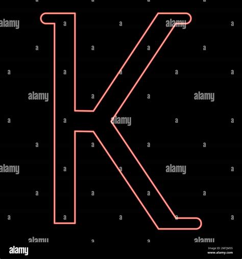 Neon kappa greek symbol small letter lowercase font red color vector ...