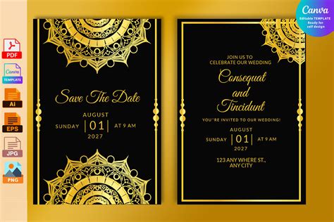 Luxury Elegant Gold Pattern Wedding Card Graphic by DesignConcept · Creative Fabrica