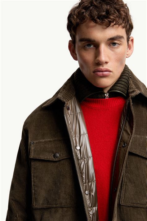 Brown Ambroisie Corduroy Down Shirt Jacket - Short Down Jackets for Men ...