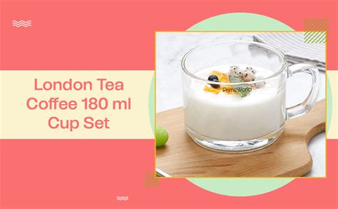 Buy PrimeWorld London Tea Coffee 180 ml Cup Set of 6 pcs, Crystal ...