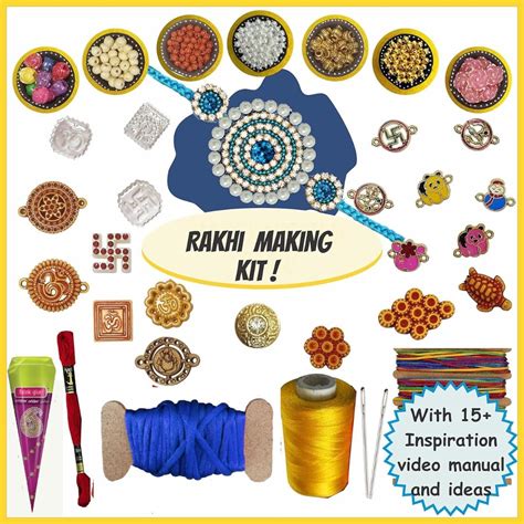 INDIKONB Rakhi Making Kit DIY Set of 15 + Rakhis - Fancy Rakhi Making ...