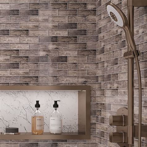 Wooden Glass Subway Mosaic Tile | Mosaic tiles, Mosaic tile sheets, Tiles