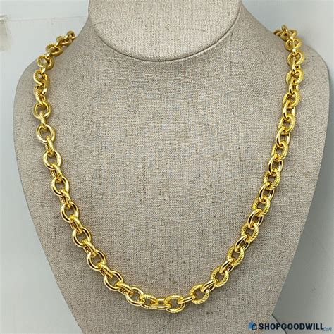 Milor 925 Italy Gold Tone Sterling Silver Rolo Chain Necklace 36" In ...