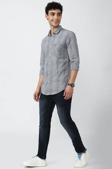 Buy Men Grey Check Full Sleeves Casual Shirt Online - 734442 | Peter ...