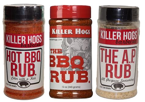Killer Hogs The BBQ Rub, Hot BBQ Rub, and The A. P. Rub Tri-Pack Set ...