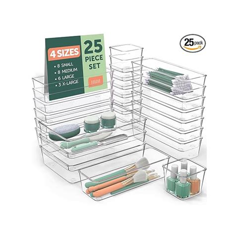25-Pc Clear Plastic Drawer Organizers – PzDeals