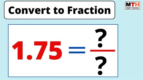 1.75 as a Fraction (Simplified Form) | Convert 1.75 to fraction - YouTube