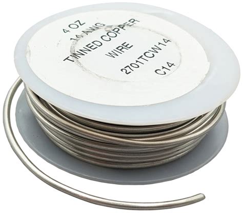 14 Gauge Copper Wire with Silver-Colored Tin Coating, 4 Ounce Spool ...