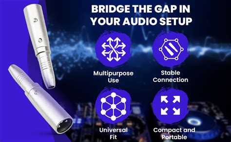 KEBILSHOP XLR 3 Pin Male to 1/4" 6.35mm Female Socket Audio Adapter-(1 ...