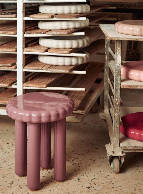 Contemporary 'Biscotto' Ceramic Stool/Side Table in Macaron by Studio Yellowdot For Sale at 1stDibs