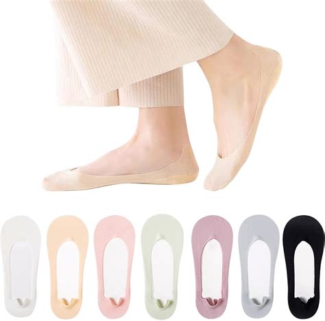 Women No Show Socks, 7 Pairs Non Slip Low Cut Liner Socks Breathable ...