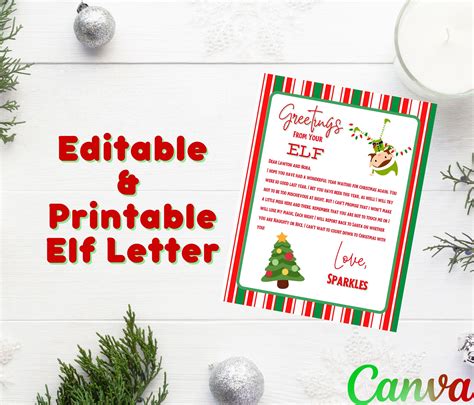 Editable Elf Letter Template | Canva Template | Letter From the Elf ...