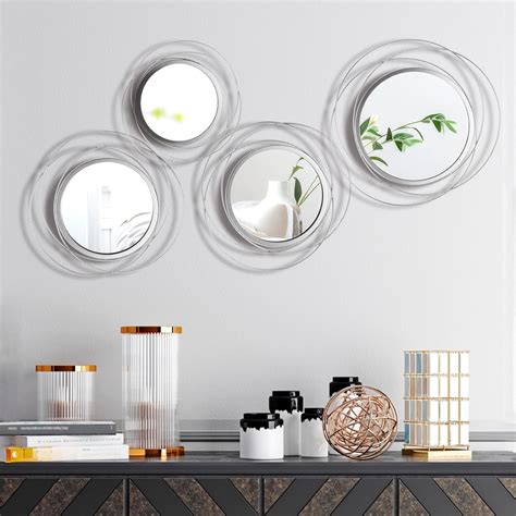 Amazon.com: Hicarer 4 Pcs Decorative Wall Mirror Round Modern Mirror ...
