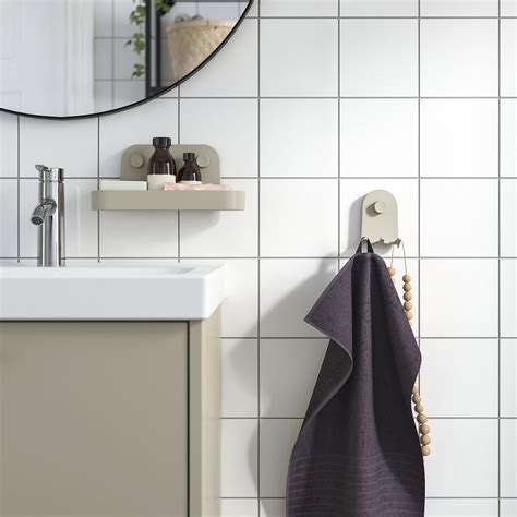 ÖBONÄS triple hook with suction cup, grey-beige, 7x11 cm (2 ¾x4 ¼") - IKEA
