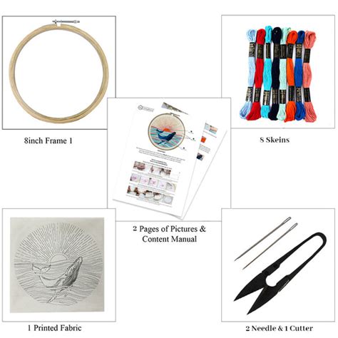 Buy Whale Embroidery Kit Online for Practice. Embroiderymaterial.com ...