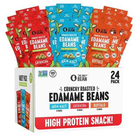 The Only Bean Crunchy Roasted Edamame - Healthy Snacks for Adults and Kids (Variety Pack), Low ...