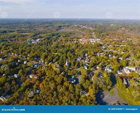 Kingston Town Aerial View in Fall, MA, USA Stock Image - Image of main, landscape: 288769099