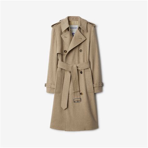 Long Cashmere Trench Coat in Flax - Women | Burberry® Official
