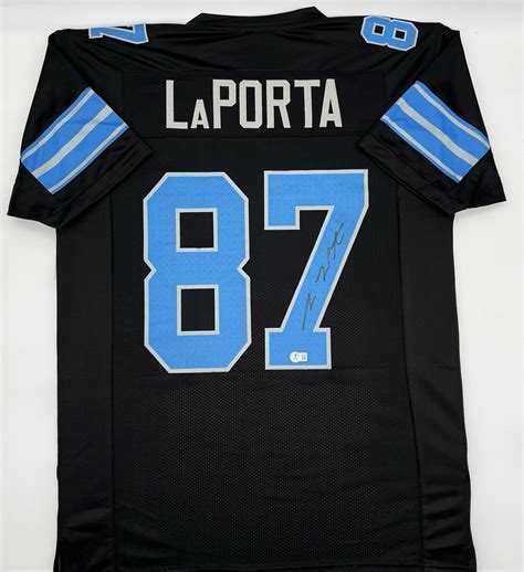 Sam LaPorta Autographed Detroit Lions Pro Style Black Jersey Beckett W ...