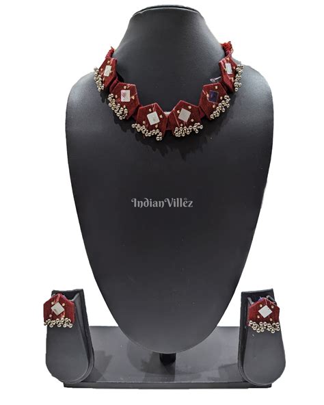 Sambalpuri Fabric Choker Jewellery - Necklace & Earrings Set – IndianVillèz