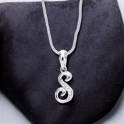 Alphabet S Rhodium Locket with Chain (18")