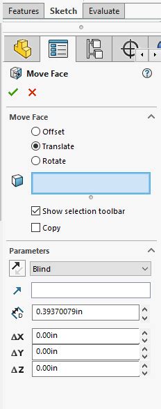 SolidWorks Move Face Command 的图像结果