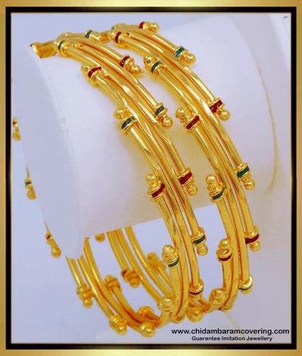 Buy Pure Gold Plated Enamel Gold Bangles Design for Women