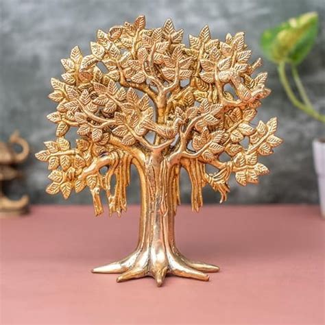 Buy Jaszz Art Pure Brass Kalpavriksha Tree Showpiece (9 inches, 1.25 Kg ...