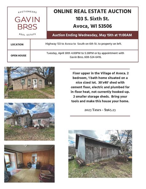 103 S. 6th St. Avoca Open House - Gavin Bros - Auctioneers & Real Estate