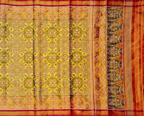 Stunning Yellow Patola Handloom Tissue Silk Saree - Shop Now!