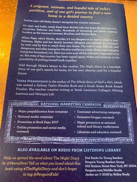 THE NIGHT DIARY ( ARC) by VEERA HIRANANDANI: nf softcover (2018 ...