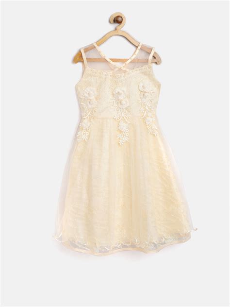 Girls Cream Flowers and Pearls embellished Party Dress – Stylestone