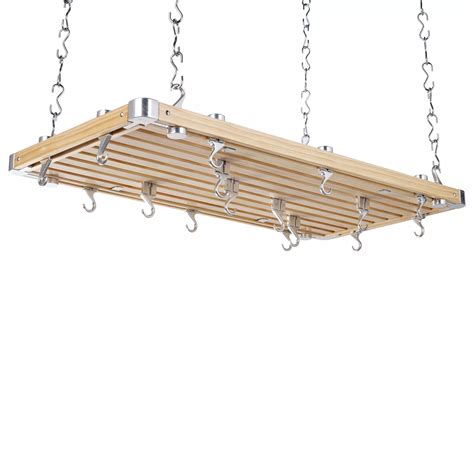 Hahn Large Wooden Hanging Kitchen Pan Rack, Havea Wood