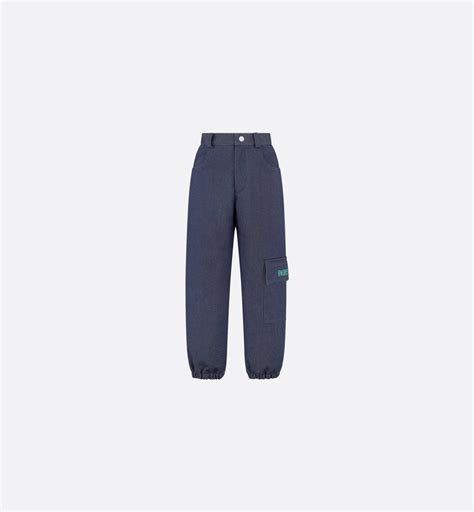 Kids' Pants Dark-Wash Blue Denim-Effect Cotton Gabardine | DIOR