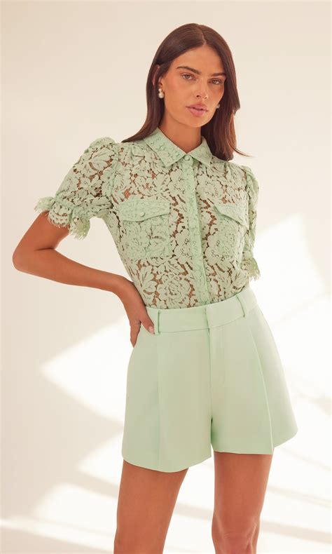 Mina Lace Shirt in Seafoam | Generation Love