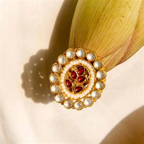 Buy Timeless Gold Plated Silver Jadau Ring Online - Unniyarcha – Unniyarcha