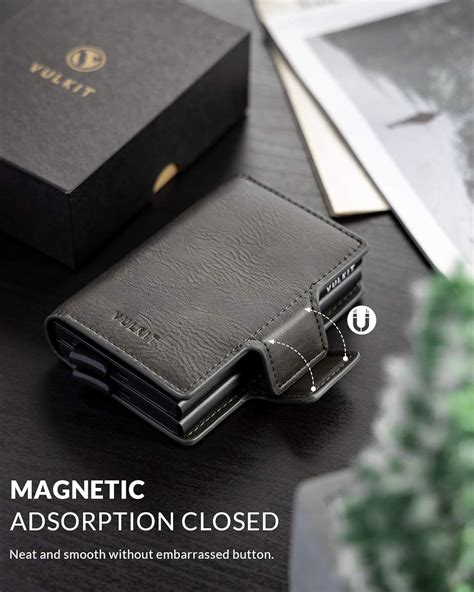 Buy VULKIT Credit Card Holder RFID Blocking Leather Automatic Pop Up ...