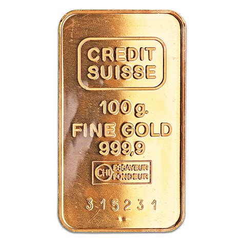 Buy 100 Gram Credit Suisse Pre-Owned Gold Bullion Bar