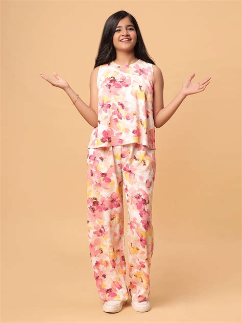 TeenTrums Girls Pink Buttercup Print Co-ord Set-Pink