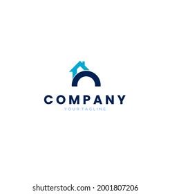 Blue House Shaped Company Logo Vector Stock Vector (Royalty Free ...