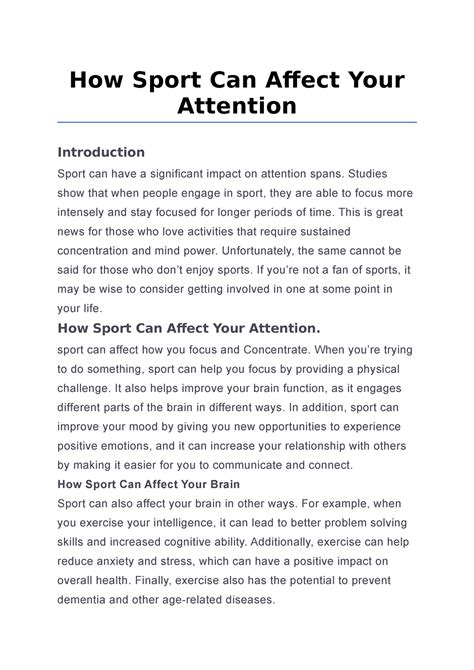 How Sport Can Affect Your Attention - How Sport Can Affect Your ...