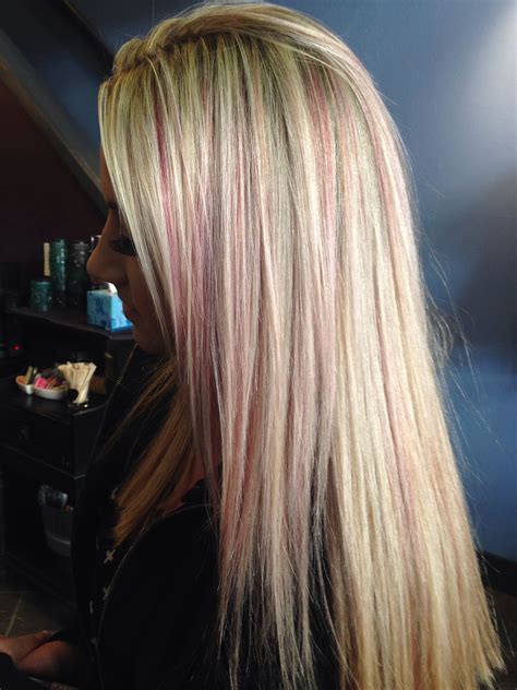 Pin on Hair | Pink blonde hair, Pink hair highlights, Pink hair streaks