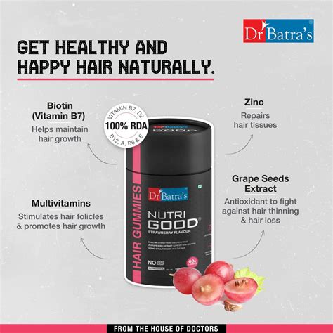 Dr Batra's Nutrigood Biotin Hair Gummies for Strong & Healthy Hair with ...