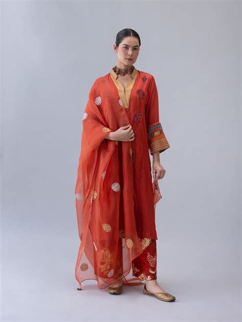 Namkha Rust Dupatta – Shades of India Crafts PVT LTD