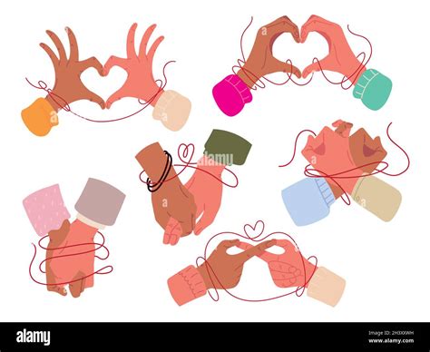 red string of destiny hands, set Stock Vector Image & Art - Alamy