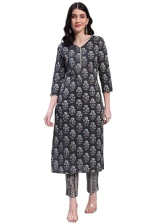 Buy VICITRA Women's Cotton Blend Printed Straight Kurta – Elegant Daily ...