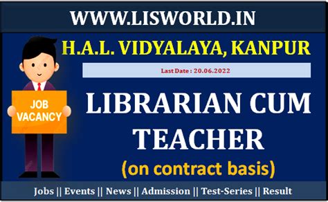 Recruitment for Librarian Cum Teacher at H.A.L. Vidyalaya, Kanpur, Last ...